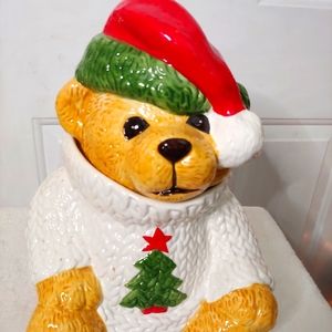 Teddy Bear Christmas Cookie Jar